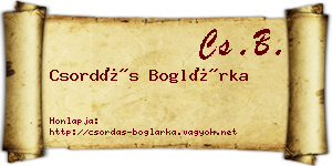 Csordás Boglárka névjegykártya